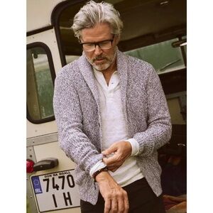 Faherty | Heather Gray Marled Cotton Cashmere Knit Cardigan ~ XL Like New